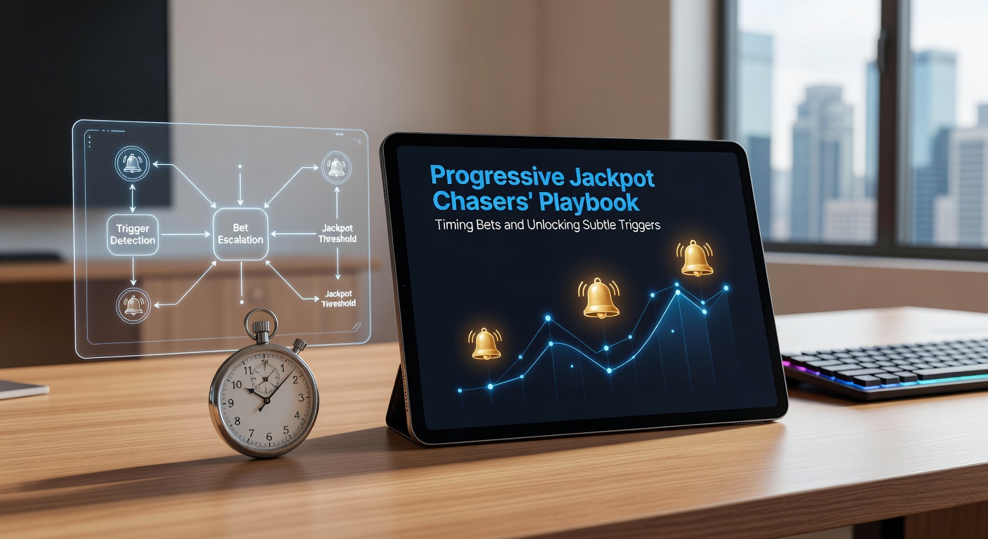 Nahaufnahme eines Slot-Symbols mit Trigger-Elementen wie Scatter und Bonus-Wheel, umgeben von steigenden Jackpot-Zahlen