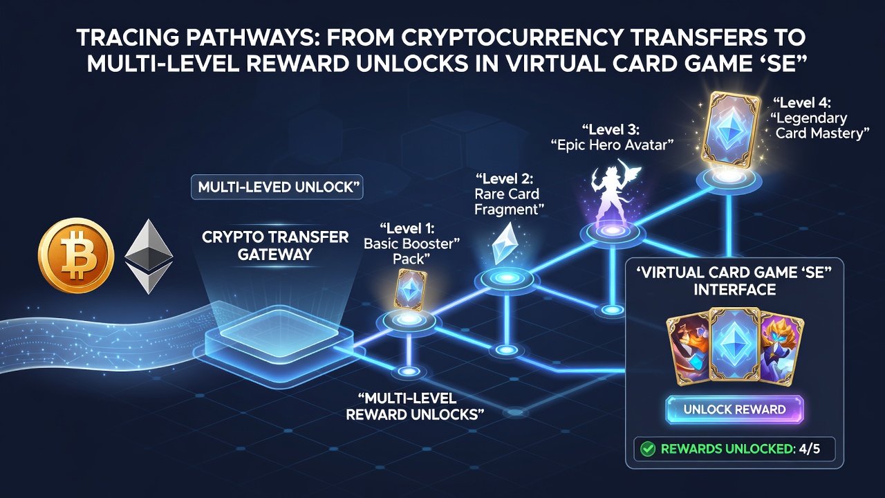 Datenflüsse von Krypto-Transfers zu Belohnungsfreischaltungen in Kartenspielen